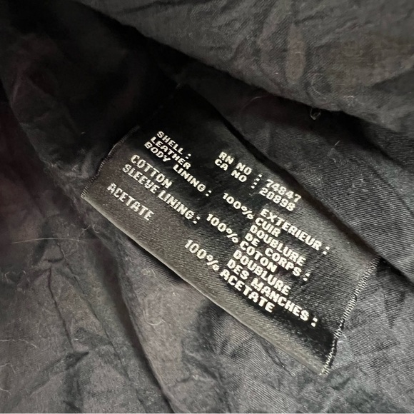 Andrew Marc Black Leather Waist Length Double Breasted Black Jacket Size S - Picture 4 of 6